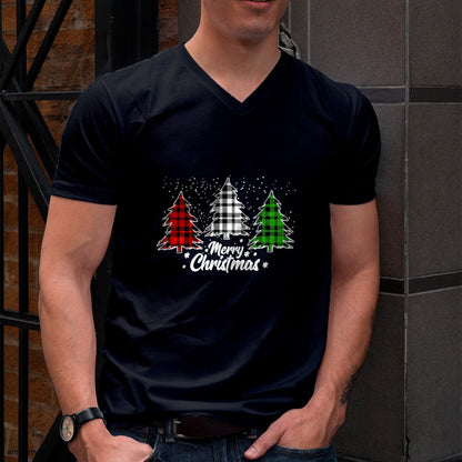 Merry Christmas Tree Xmas Buffalo Plaid Red White Green T-Shirt - Christmas Unisex T-Shirt/Hoodie/Sweatshirt - HNDS00