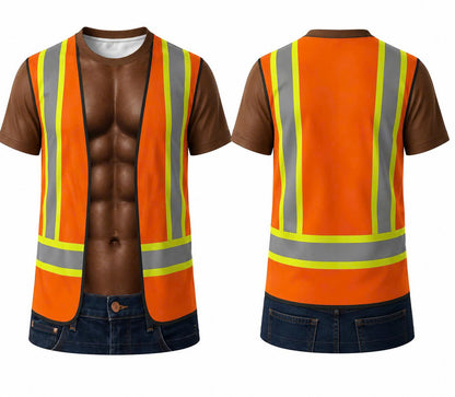 3D funny Worker T-Shirt – Funny Illusion Shirt for Men - Funny T-Shirt A04-2 (SKU3D2608-534)