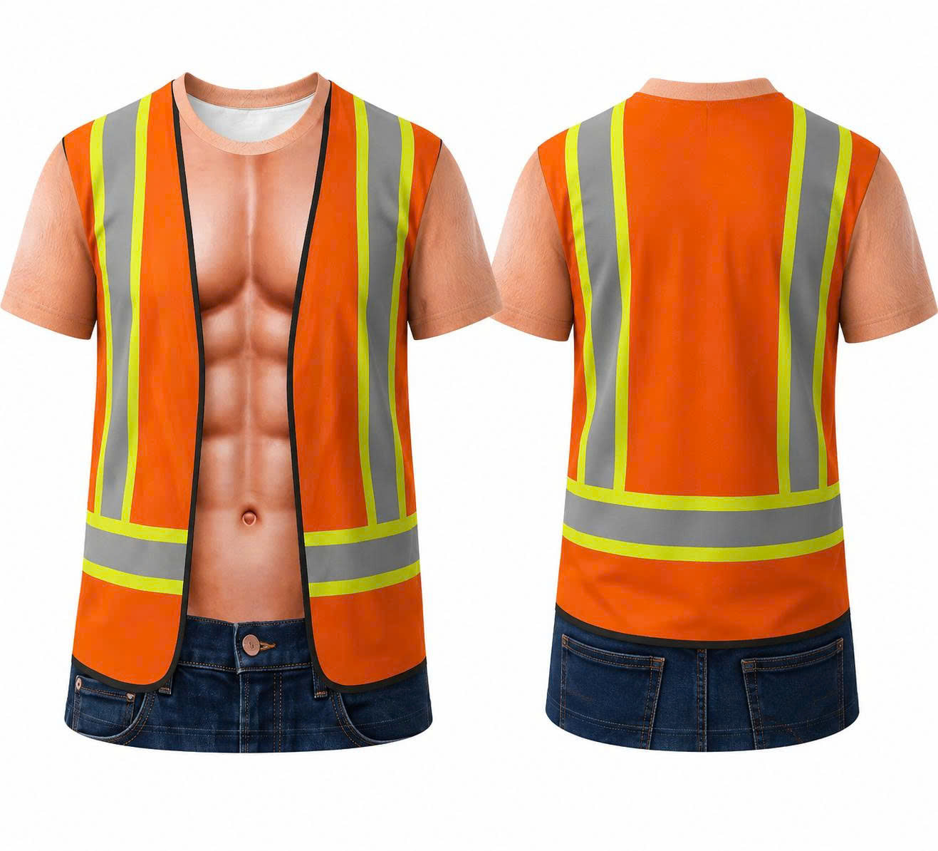 3D funny Worker T-Shirt – Funny Illusion Shirt for Men - Funny T-Shirt A04-2 (SKU3D2608-534)
