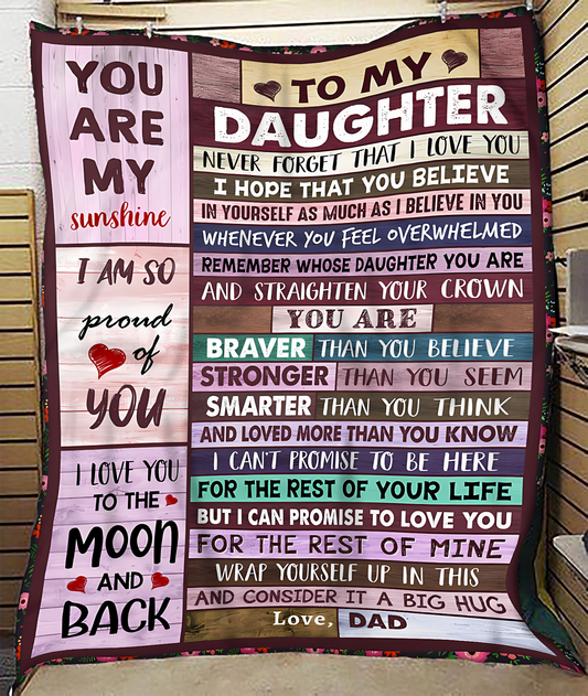 BLANKET FOR DAUGHTER – COMFORT & WARMTH GIFT FROM DAD Sherpa Fleece Quilt Blanket NTTD00