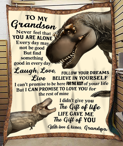 BLANKET FOR GRANDSON – COMFORT & WARMTH GIFT FROM GRANDPA  Sherpa Fleece Quilt Blanket NTTD00