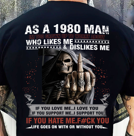 1980 Man Attitude T-Shirt – Grim Reaper Middle Finger Us1980 (SKU07-115-80)