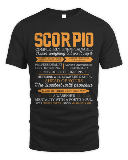 SCORPIO - COMPLETELY UNEXPLAINABLE - BIRTHDAY T-SHIRT FOR MEN