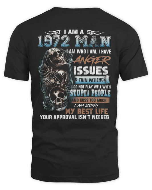Angry 1972 Man T-Shirt with Skull - Us1972