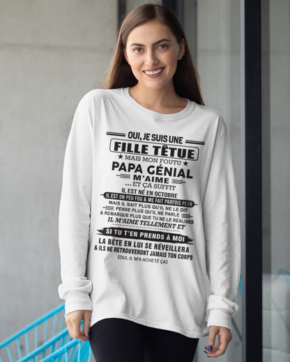 OCTOBRE - Oui, je suis une fille têtue – T-shirt | Cadeau d’anniversaire de papa pour sa fille - nttd10 / fr10 (SKU12-214-10)