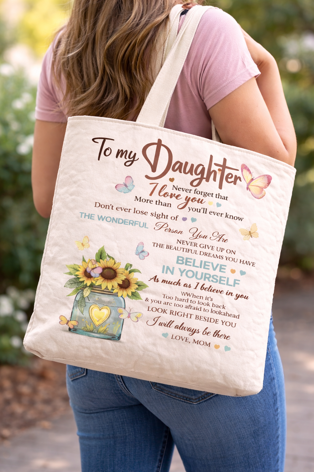 "TO MY DAUGHTER" Quilted tote bag - Gift form mom - NTTD00
