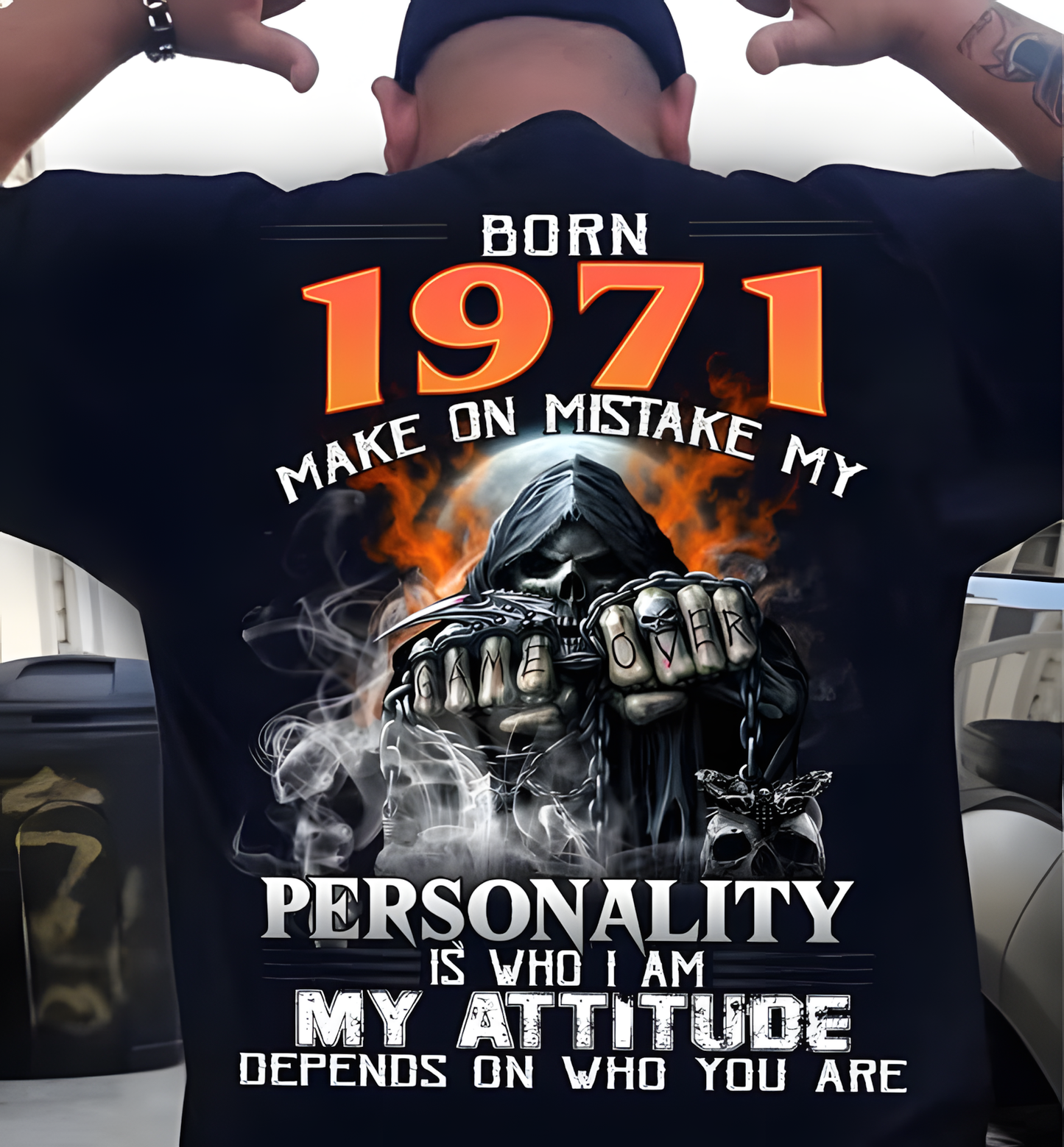 Born in 1971 – Bold Skull Attitude Tee for Legends Us1971