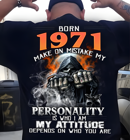 Born in 1971 – Bold Skull Attitude Tee for Legends Us1971