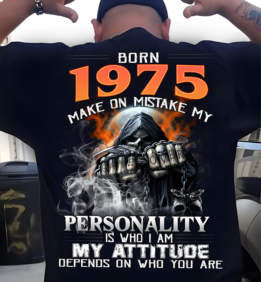 Born in 1975 – Bold Skull Attitude Tee for Legends Us1975