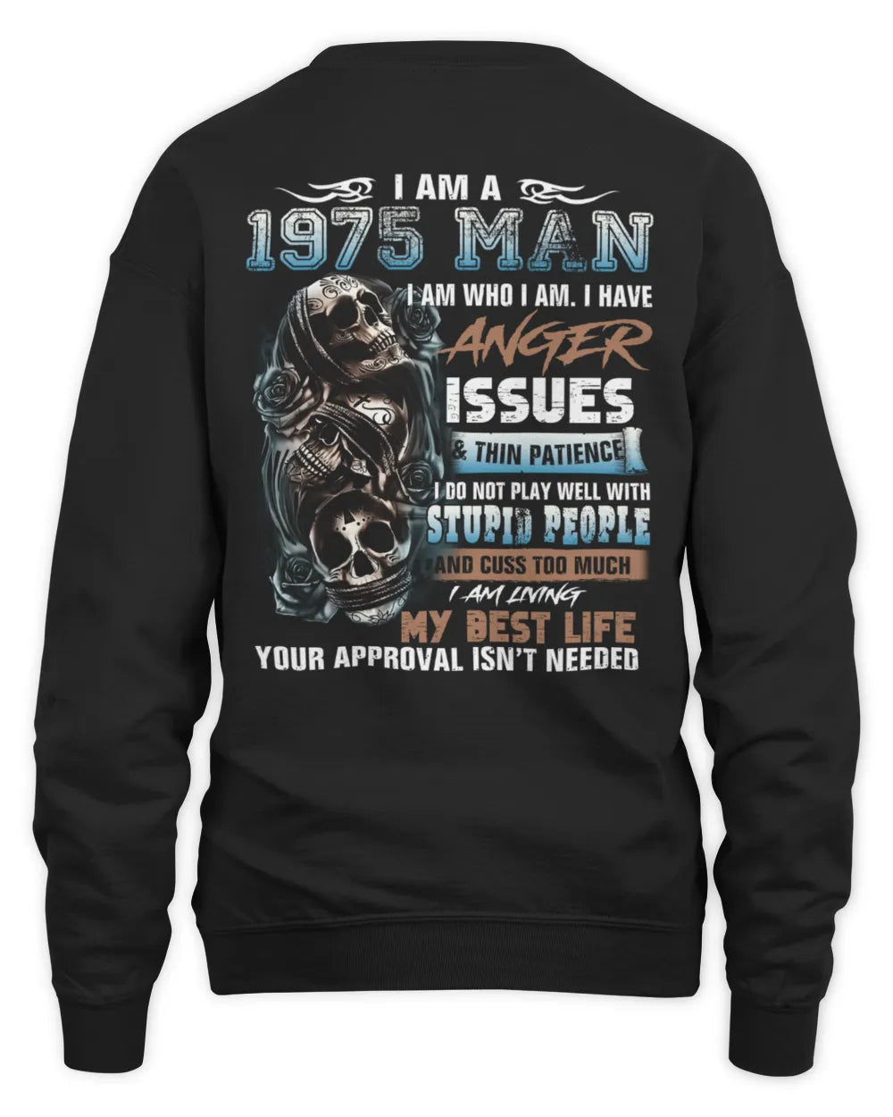 Angry 1975 Man T-Shirt with Skull - Us1975