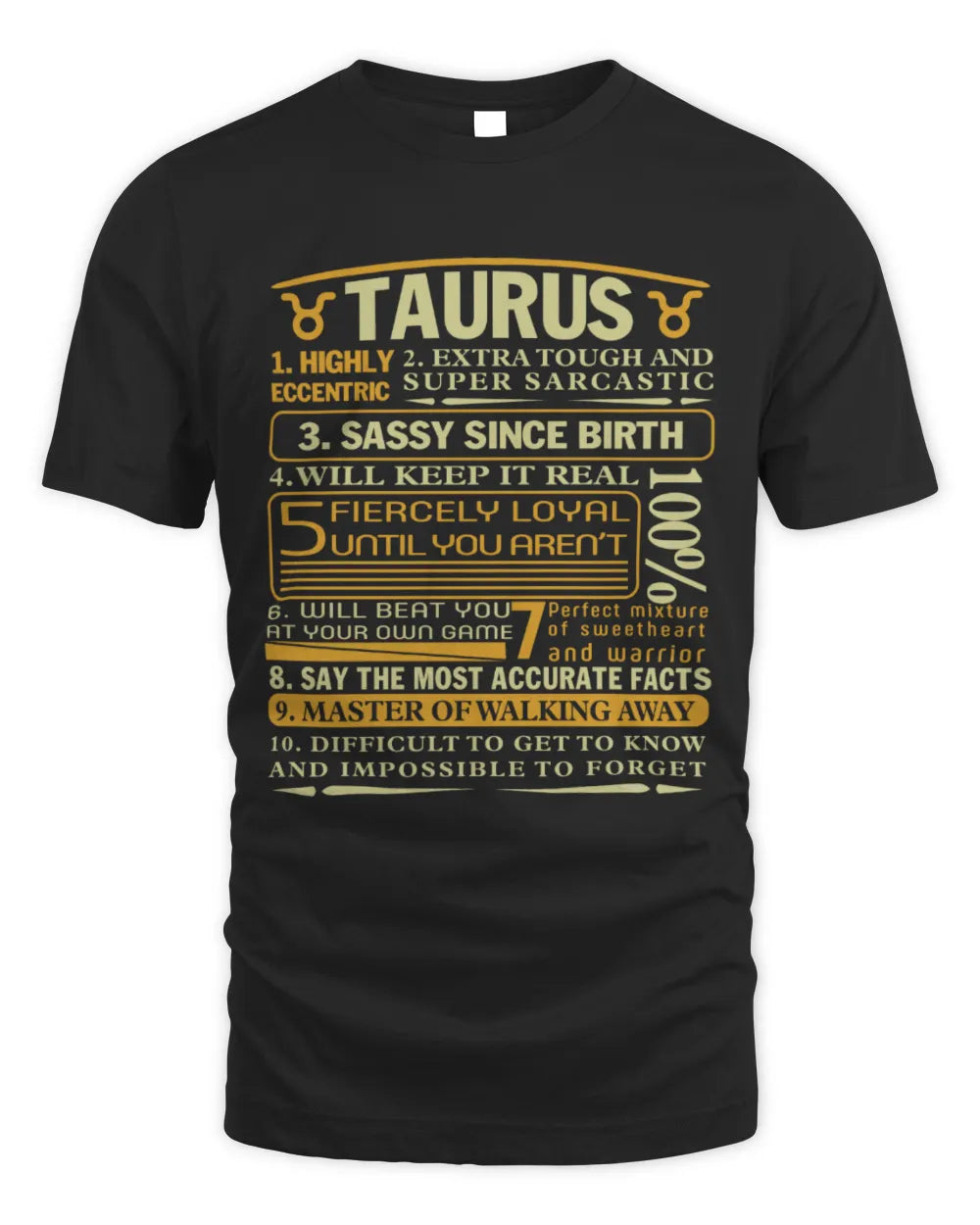 TAURUS - 100% - BIRTHDAY T-SHIRT FOR MEN