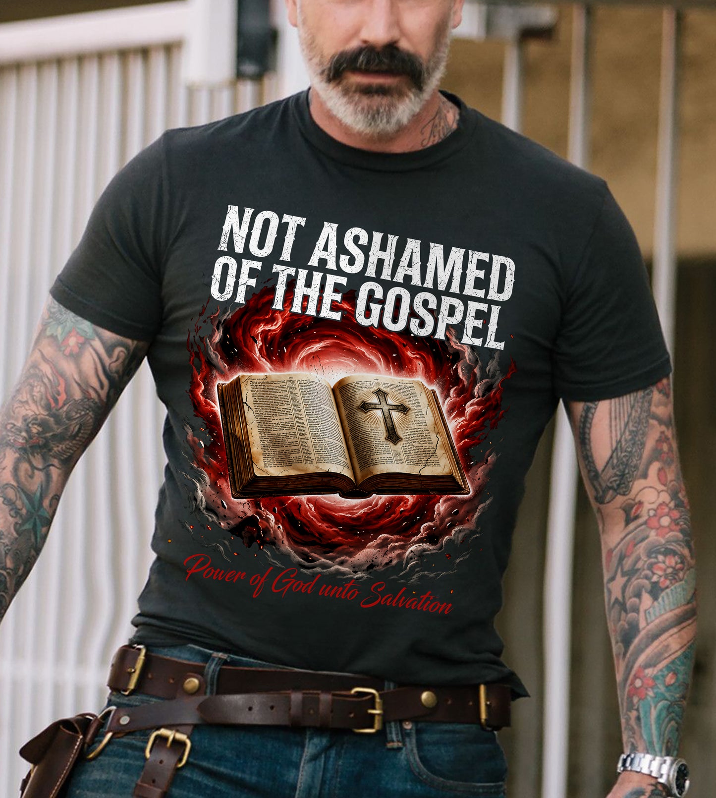 NOT ASHAMED OF THE GOSPEL - CHRISTIAN T-SHIRT - FOR MEN NTTD00 (SKU2608-131)