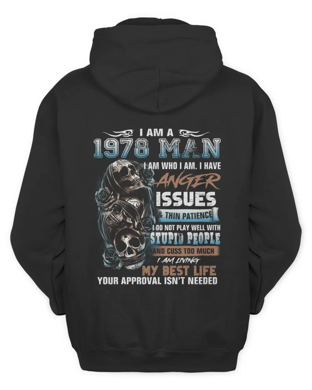 Angry 1978 Man T-Shirt with Skull - Us1978