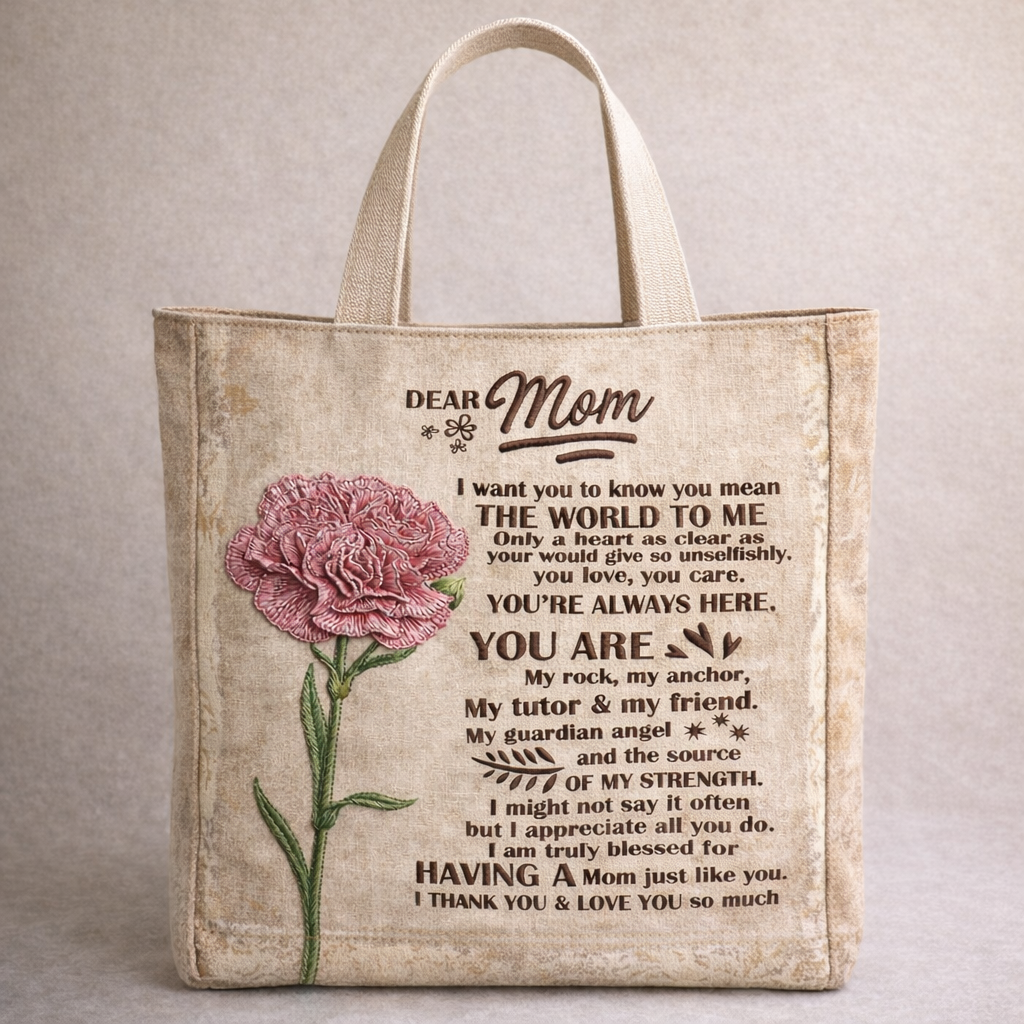 "DEAR MOM" Quilted tote bag - Gift for mom - NTTD00