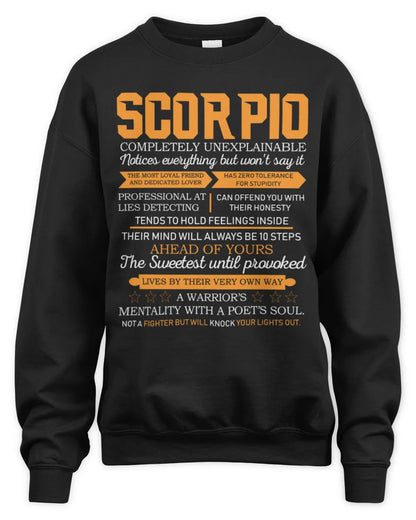 SCORPIO - COMPLETELY UNEXPLAINABLE - BIRTHDAY T-SHIRT FOR MEN