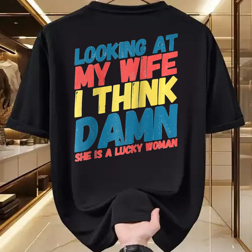 Best Wife Shirt, Wife and Husband Unisex T-Shirt/Hoodie/Sweatshirt HLT00 - Gift for wife T shirt, lucky wife   My Lucky Wife Best Crazy Husband Funny Married Couple Raglan Bas