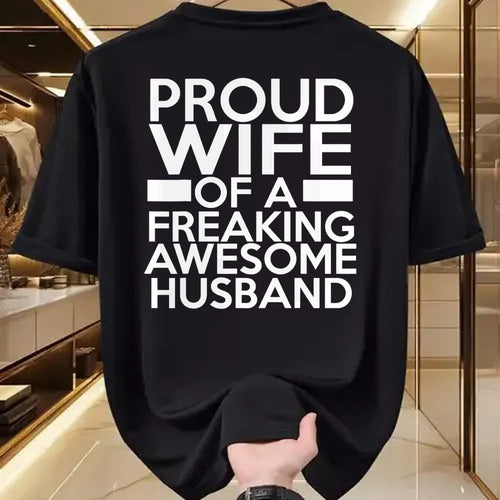 Best Wife Shirt, Wife and Husband Unisex T-Shirt/Hoodie/Sweatshirt HLT00 - Gift for wife T shirt, lucky wife   Proud Wife Of A Freaking Awesome Husband T-Shirt