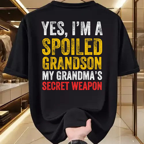 Best Grandma Shirt, Proud Grandma Unisex T-Shirt/Hoodie/Sweatshirt HLT00 - Yes I'm a Spoiled Grandson T-Shirt (1)
