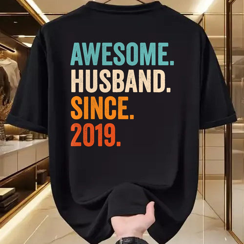 Best Wife Shirt, Wife and Husband Unisex T-Shirt/Hoodie/Sweatshirt HLT00 - Awesome Husband Since 2019 5th wedding anniversary 5 years T-Shirt