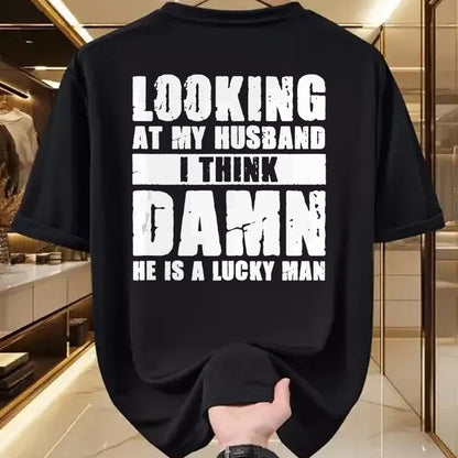 Best Wife Shirt, Wife and Husband Unisex T-Shirt/Hoodie/Sweatshirt HLT00 - Gift for wife T shirt, lucky wife   He is a Lucky Husband - Anniversary Gift - Man & Wife Tank Top