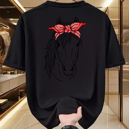 Best Horse Lover Shirt , Funny Horse UnisexT-Shirt/Hoodie/Sweatshirt HLT00 - Funny Horse Lovers Tee  Red Bandana Print for Girls & Women T-Shirt