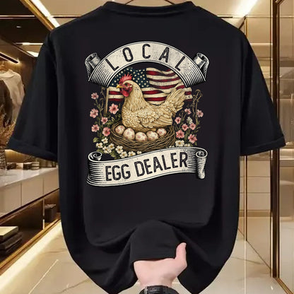 Best Farmer Life Shirt, Funny Farmer UnisexT-Shirt/Hoodie/Sweatshirt HLT00 - Local Egg Dealer  Farm Chicken with American Flag Farmer T-Shirt