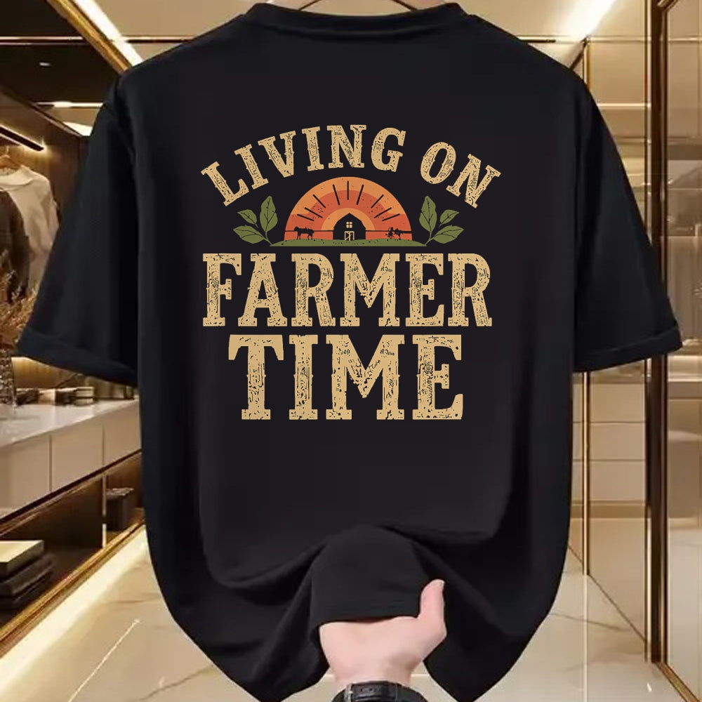 Best Farmer Life Shirt, Funny Farmer UnisexT-Shirt/Hoodie/Sweatshirt HLT00 - Living On Farmer Time - Rustic Country Farm T-Shirt
