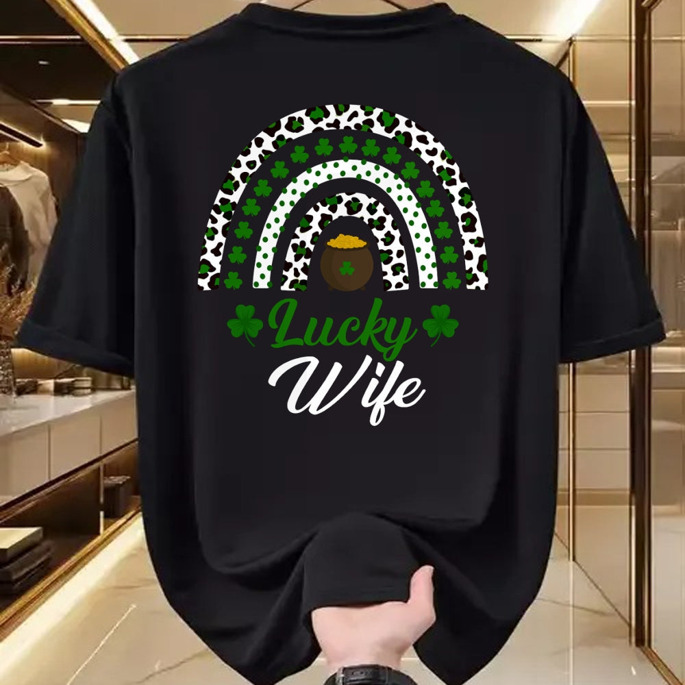 Best Wife Shirt, Wife and Husband Unisex T-Shirt/Hoodie/Sweatshirt HLT00 - Gift for wife T shirt, lucky wife   Lucky Wife Rainbow St Patricks Day Lucky Wife Long Sleeve T-Shir (3)