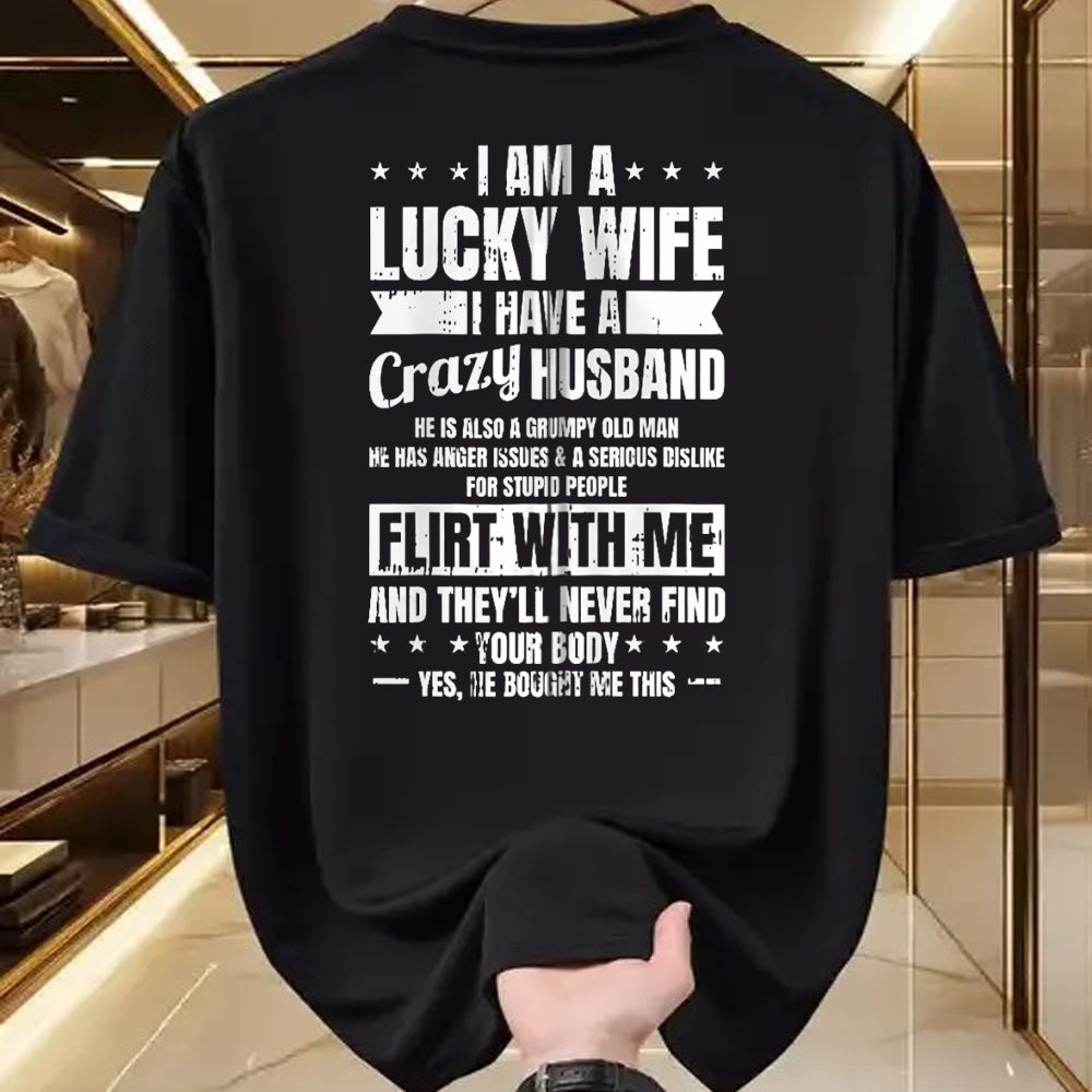 Best Wife Shirt, Wife and Husband Unisex T-Shirt/Hoodie/Sweatshirt HLT00 - Gift for wife T shirt, lucky wife   I Am A Lucky Wife Fathers Day Funny Sarcastic Women Zip Hoodie