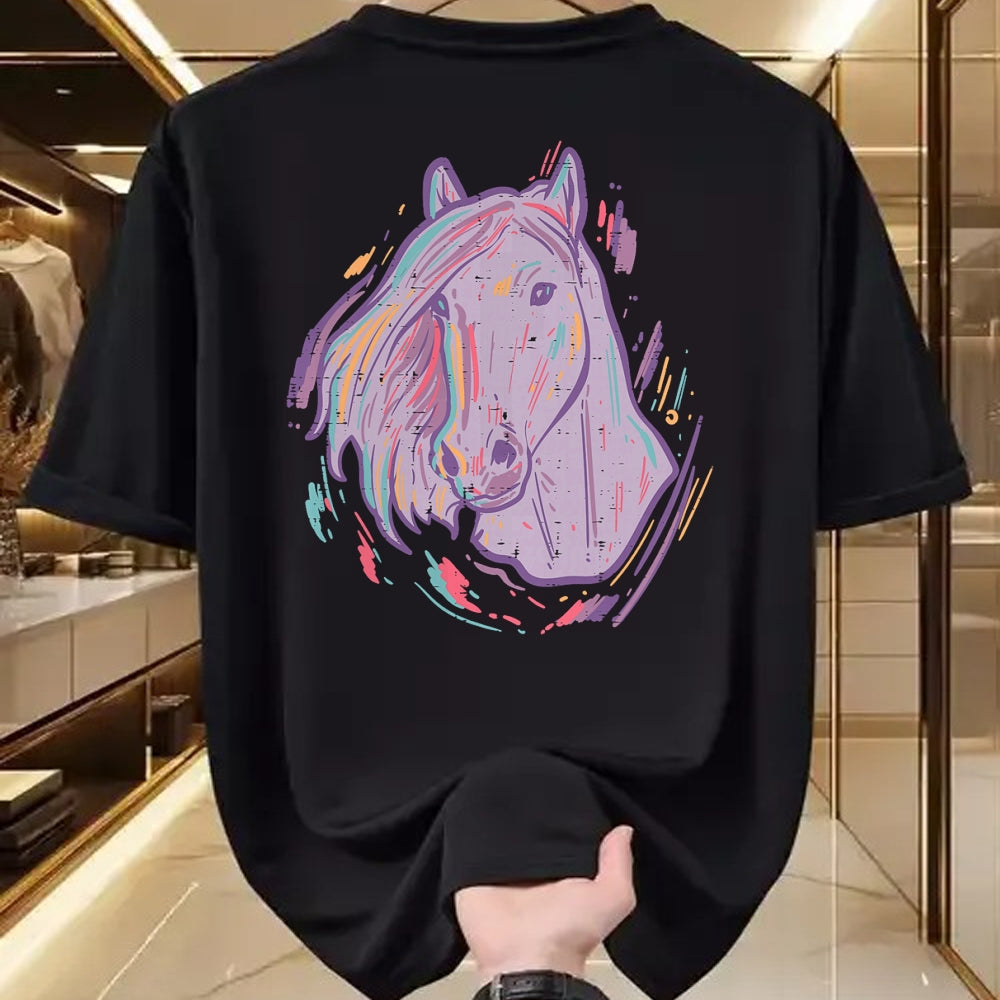 Best Horse Lover Shirt , Funny Horse UnisexT-Shirt/Hoodie/Sweatshirt HLT00 - Purple Horse Painting Animal Art Equestrian Men Women Kids T-Shirt