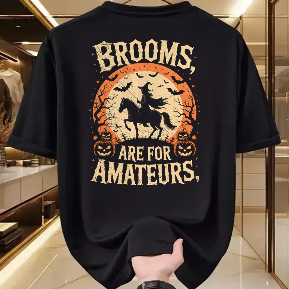 Best Horse Lover Shirt , Funny Horse UnisexT-Shirt/Hoodie/Sweatshirt HLT00 - Brooms are for Amateurs Horse Riding Funny Halloween T-Shirt