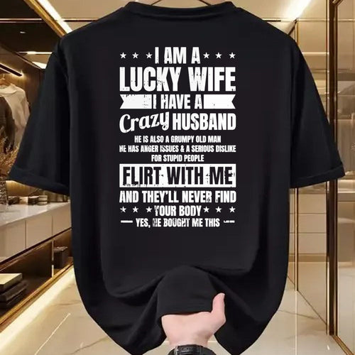 Best Wife Shirt, Wife and Husband Unisex T-Shirt/Hoodie/Sweatshirt HLT00 - Gift for wife T shirt, lucky wife   I Am A Lucky Wife Fathers Day Funny Sarcastic Women Pullover Hoo (1)