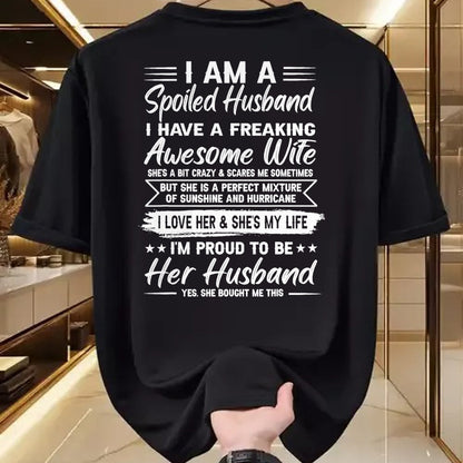 Best Wife Shirt, Wife and Husband Unisex T-Shirt/Hoodie/Sweatshirt HLT00 - I Am A Spoiled Husband I Have A Freaking Awesome Wife T-Shirt (3)