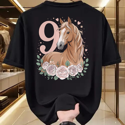 Best Horse Lover Shirt , Funny Horse UnisexT-Shirt/Hoodie/Sweatshirt HLT00 -  9th Birthday Horse Girl Design 9 Years Old Girl Horses T-Shirt