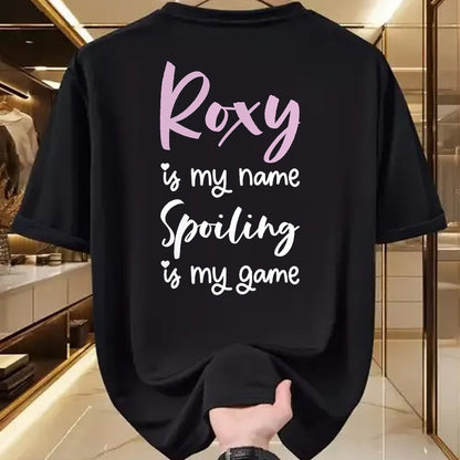 Best Wife Shirt, Wife and Husband Unisex T-Shirt/Hoodie/Sweatshirt HLT00 - Roxy Name Personalized Women Spoiled Girl Cute Pink Black T-Shirt