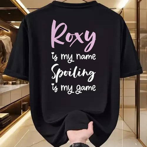 Best Wife Shirt, Wife and Husband Unisex T-Shirt/Hoodie/Sweatshirt HLT00 - Roxy Name Personalized Women Spoiled Girl Cute Pink Black T-Shirt