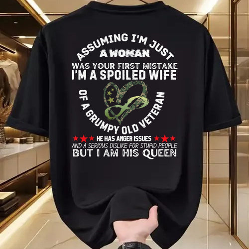 Best Wife Shirt, Wife and Husband Unisex T-Shirt/Hoodie/Sweatshirt HLT00 - Gift for wife T shirt, spoiled wife   Husband Wife I'm A Spoiled Wife Of A Grumpy Old Veteran T-Shir