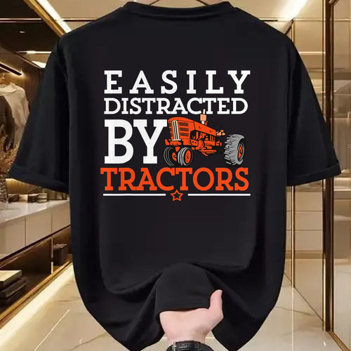 Best Farmer Life Shirt, Funny Farmer UnisexT-Shirt/Hoodie/Sweatshirt HLT00 - Easily Distracted by Tractors Farming Funny Vintage Tractor T-Shirt