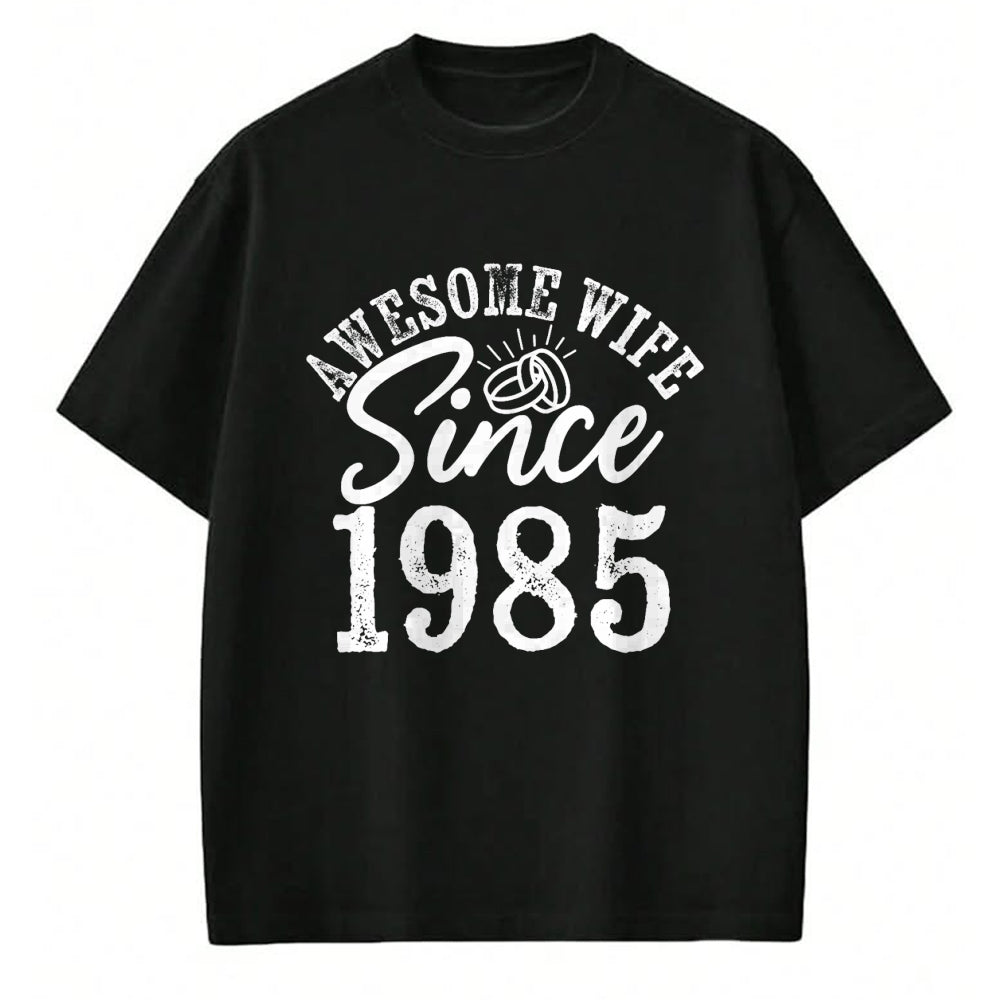 Best Wife Shirt, Wife and Husband Unisex T-Shirt/Hoodie/Sweatshirt HLT00 - Awesome Wife Since 1985 Anniversary From Husband Funny her T-Shirt