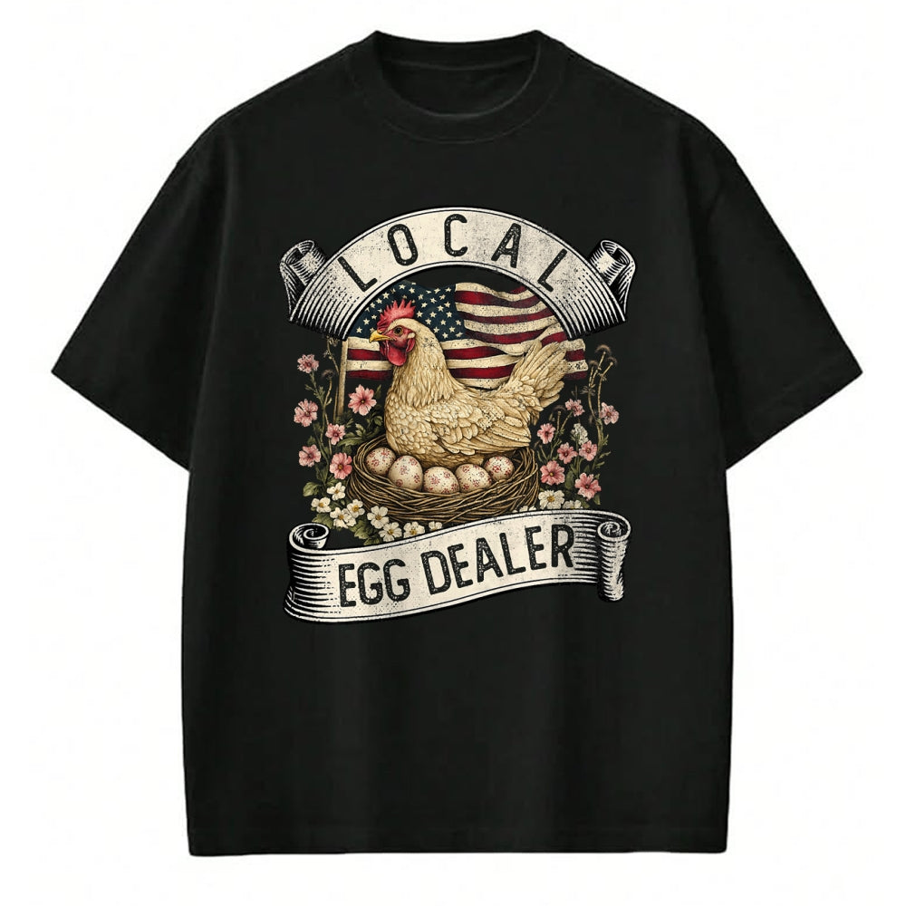 Best Farmer Life Shirt, Funny Farmer UnisexT-Shirt/Hoodie/Sweatshirt HLT00 - Local Egg Dealer  Farm Chicken with American Flag Farmer T-Shirt