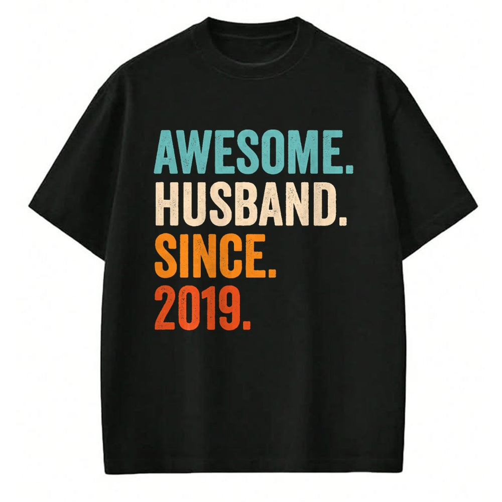 Best Wife Shirt, Wife and Husband Unisex T-Shirt/Hoodie/Sweatshirt HLT00 - Awesome Husband Since 2019 5th wedding anniversary 5 years T-Shirt