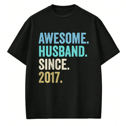 Best Wife Shirt, Wife and Husband Unisex T-Shirt/Hoodie/Sweatshirt HLT00 - Awesome Husband Since 2017 7th wedding anniversary 7 years T-Shirt (1)