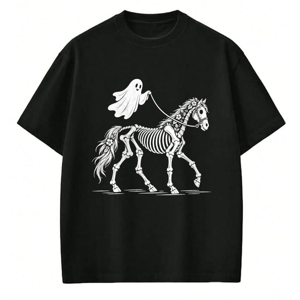 Best Horse Lover Shirt , Funny Horse UnisexT-Shirt/Hoodie/Sweatshirt HLT00 - Cute Ghost Walking Skeleton Horse Halloween T-Shirt