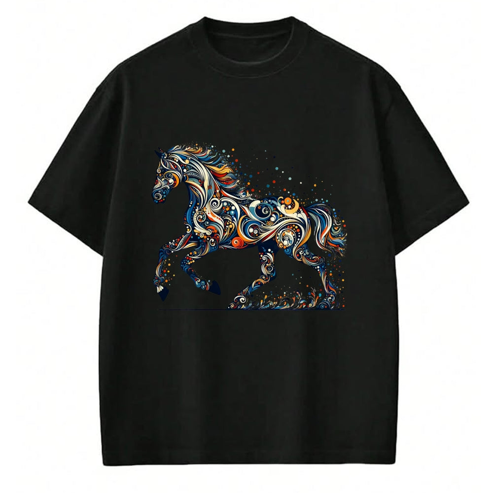Best Horse Lover Shirt , Funny Horse UnisexT-Shirt/Hoodie/Sweatshirt HLT00 - Elegant Galloping Horse with Intricate Colorful Details Long Sleeve T-Shirt