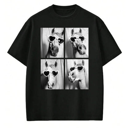 Best Horse Lover Shirt , Funny Horse UnisexT-Shirt/Hoodie/Sweatshirt HLT00 - Cute Horses with Hearts Sunglasses Funny Valentine_s Day T-Shirt