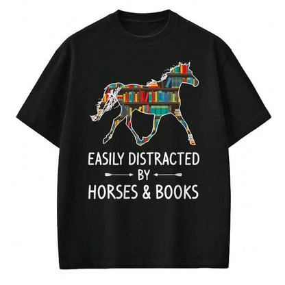 Best Horse Lover Shirt , Funny Horse UnisexT-Shirt/Hoodie/Sweatshirt HLT00 - Easily Distracted By Horses & Books Lover Gift Hare Mare T-Shirt