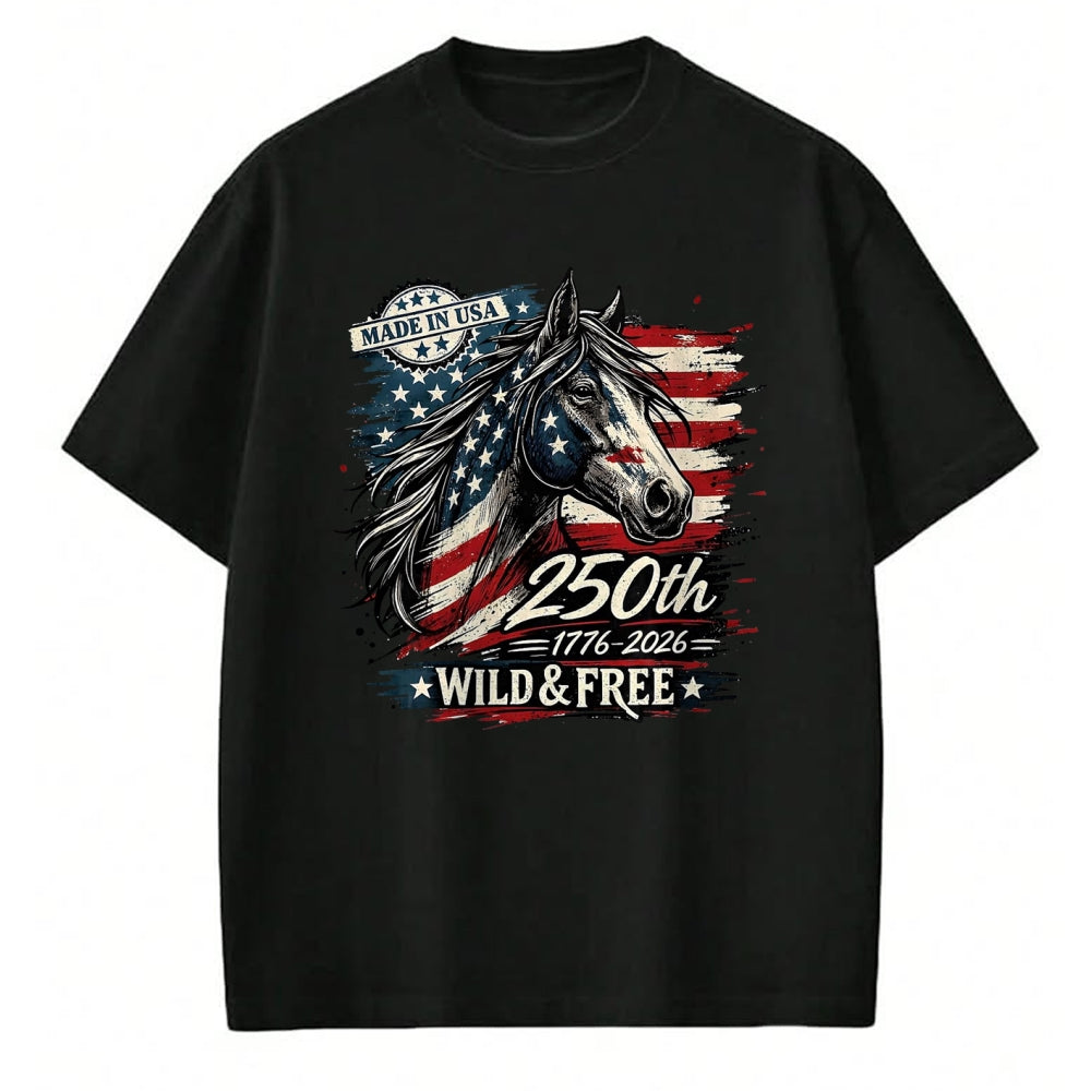 Best Horse Lover Shirt , Funny Horse UnisexT-Shirt/Hoodie/Sweatshirt HLT00 - America 250th Horse USA Flag Independence 1776-2026 Western T-Shirt, Men, Black, 3X-Large