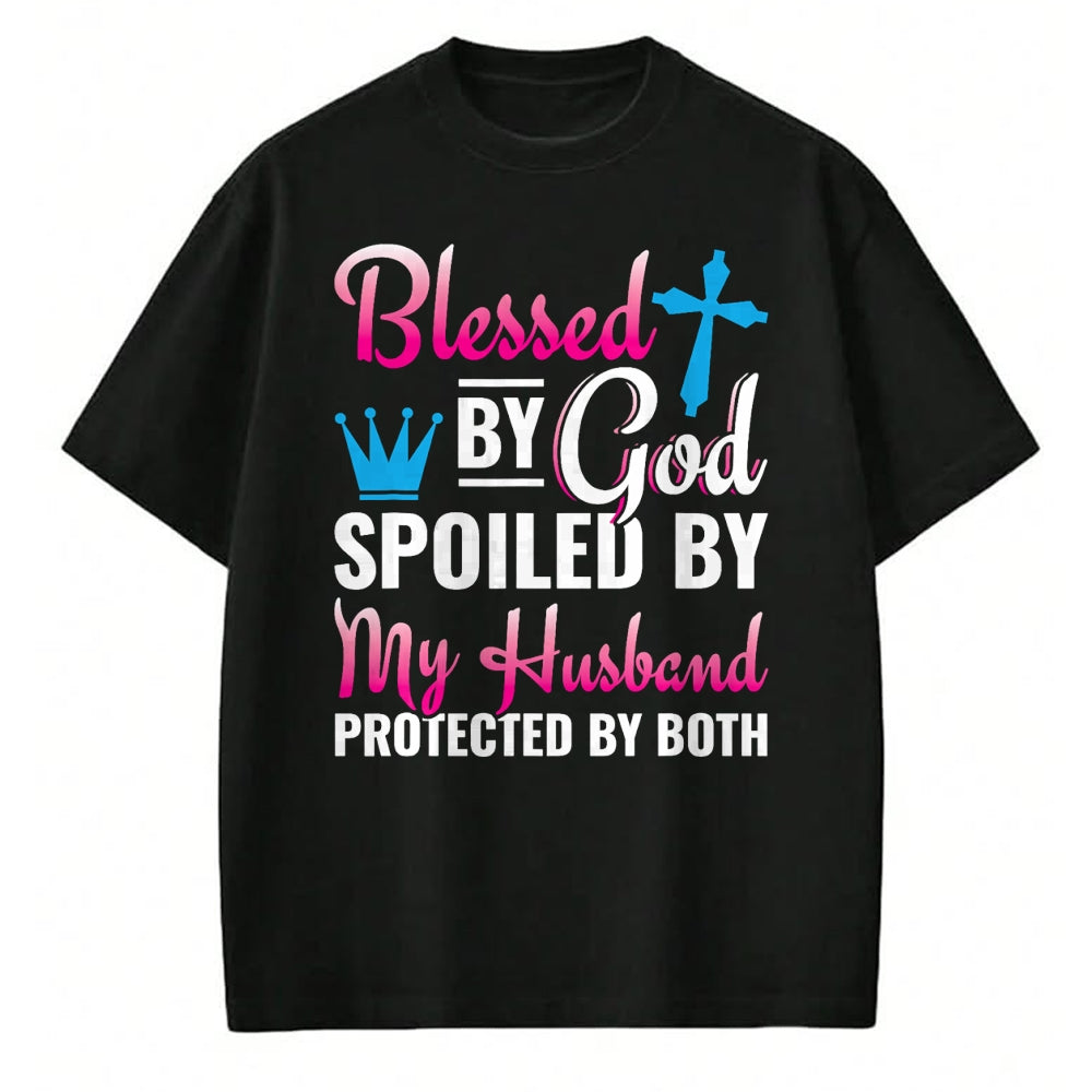 Best Wife Shirt, Wife and Husband Unisex T-Shirt/Hoodie/Sweatshirt HLT00 - Gift for wife T shirt, spoiled wife   Christian Wife Jesus Blessed By God Spoiled By My Husband T-Sh (2)