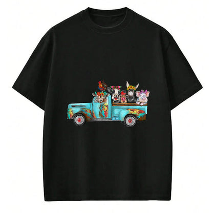 Best Farmer Life Shirt, Funny Farmer UnisexT-Shirt/Hoodie/Sweatshirt HLT00 - Farm Pickup Truck with Farm Animals Farmer_s Wife Cow Girl T-Shirt