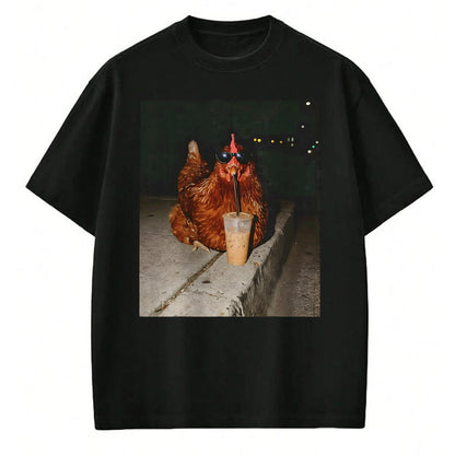 Best Farmer Life Shirt, Funny Farmer UnisexT-Shirt/Hoodie/Sweatshirt HLT00 - Chicken Drinking Iced Coffee Funny Chicken Lover Farmer T-Shirt (1)